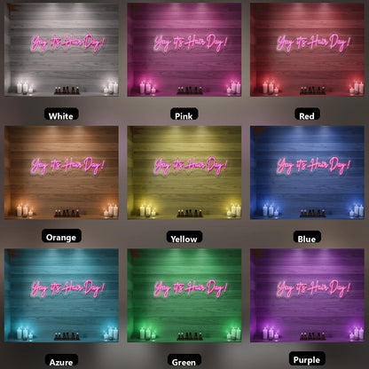 Yay It S Hair Day Wall Decor LED Neon Sign - 05 Color Grid