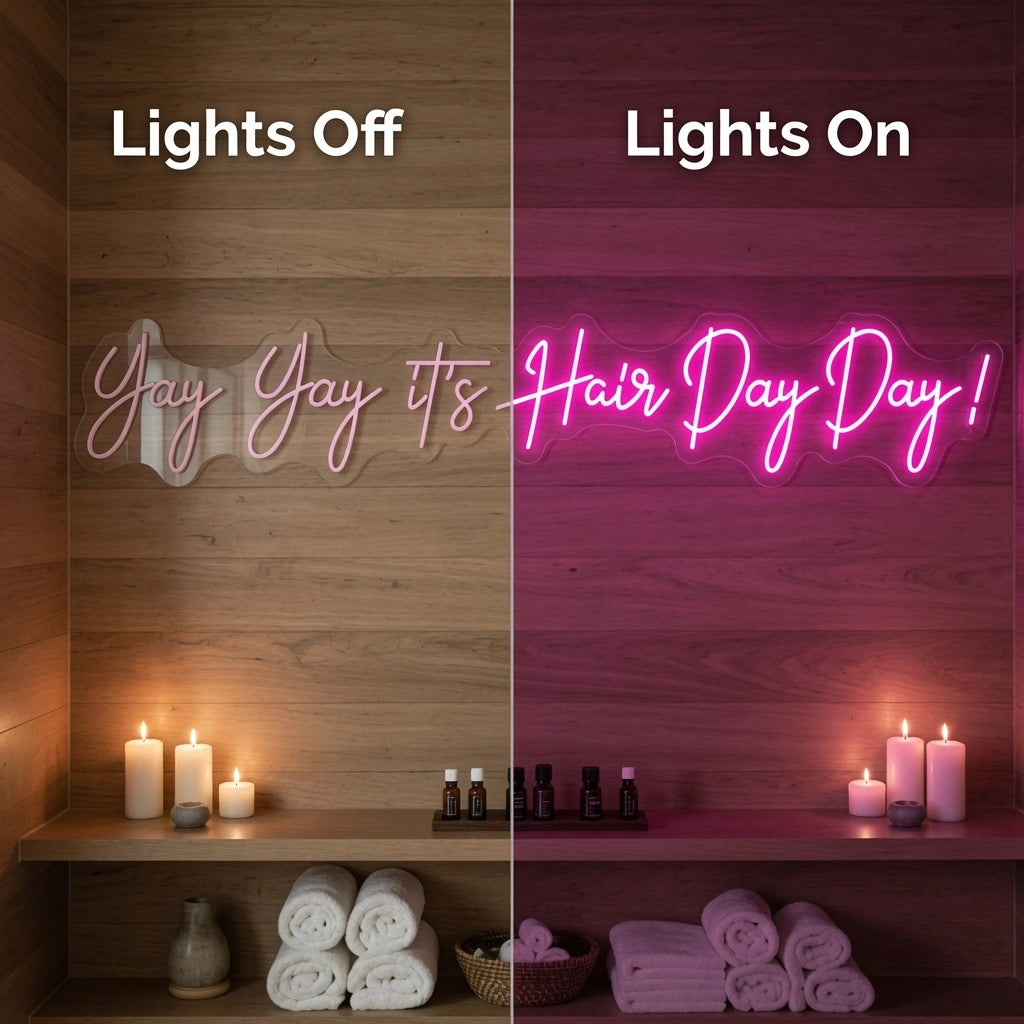 Yay It S Hair Day Wall Decor LED Neon Sign - 06 Day Night Comparison