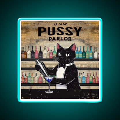 Ye Olde Pussy Parlor Man Cave Bar Led Neon Sign - Size and dimension reference