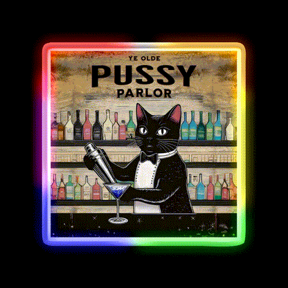 Ye Olde Pussy Parlor Man Cave Bar Led Neon Sign - LED neon sign close-up detail