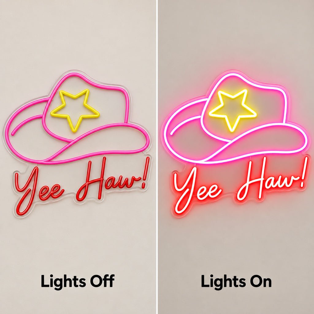 Yee Haw Cowboy Hat Star LED Neon Sign - Shineneon
