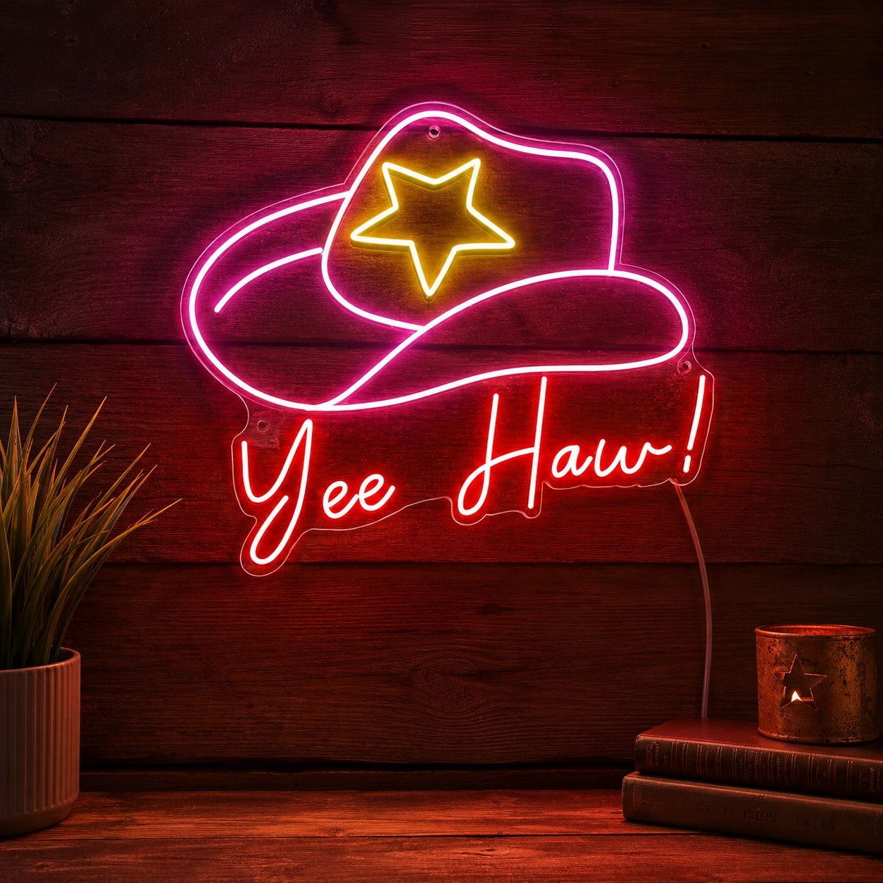 Yee Haw Cowgirl Hat Neon Sign LED Neon Sign high-converting product image