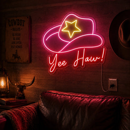 Yee Haw Cowgirl Hat Neon Sign LED Neon Sign real lifestyle scene