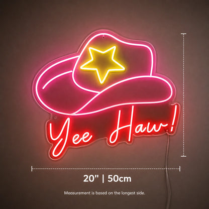 Yee Haw Cowgirl Hat Neon Sign LED Neon Sign size image