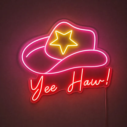 Yee Haw Cowgirl Hat Neon Sign LED Neon Sign main product image