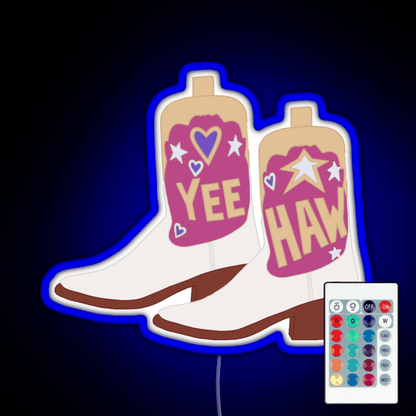 Yeehaw Cowboy Boots Rgb Led Neon Sign Pop Wall Art