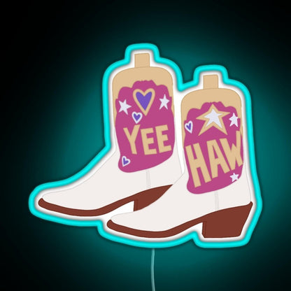 Yeehaw Cowboy Boots Rgb Led Neon Sign Pop Wall Art - Shineneon