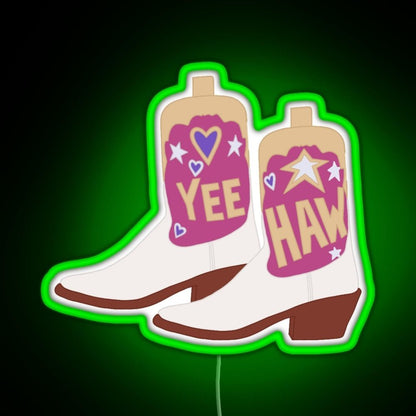 Yeehaw Cowboy Boots Rgb Led Neon Sign Pop Wall Art - Shineneon