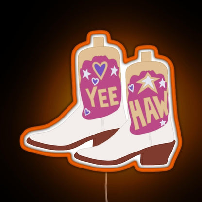 Yeehaw Cowboy Boots Rgb Led Neon Sign Pop Wall Art - Shineneon