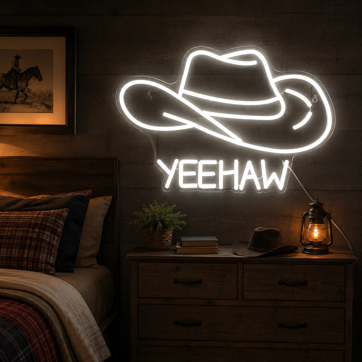 Yeehaw Cowboy Hat LED Neon Sign size image