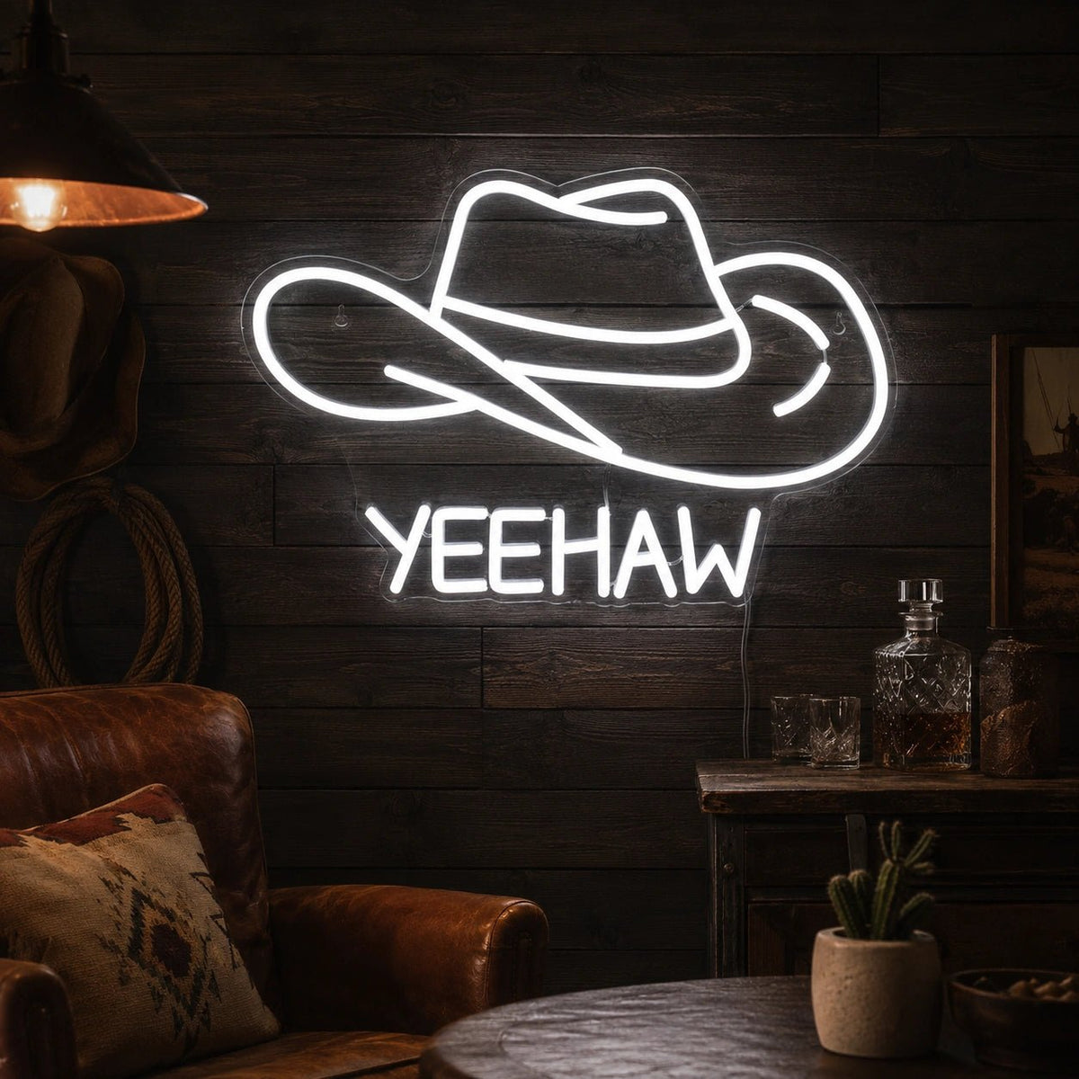 Yeehaw Cowboy Hat LED Neon Sign - Shineneon