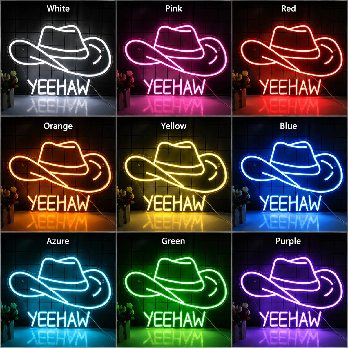 Yeehaw Cowboy Hat LED Neon Sign - Shineneon
