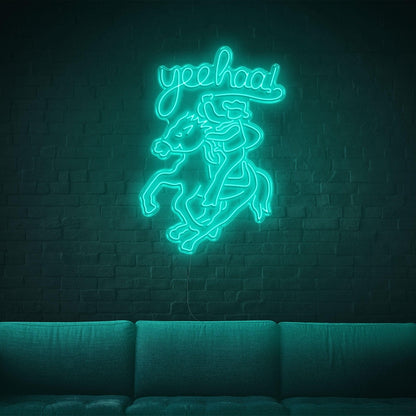 Yeehaw Cowboy Riding Horse Led Neon Sign For Western Home Bar Decor | Shineneon
