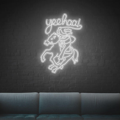 Yeehaw Cowboy Riding Horse Led Neon Sign For Western Home Bar Decor | Shineneon