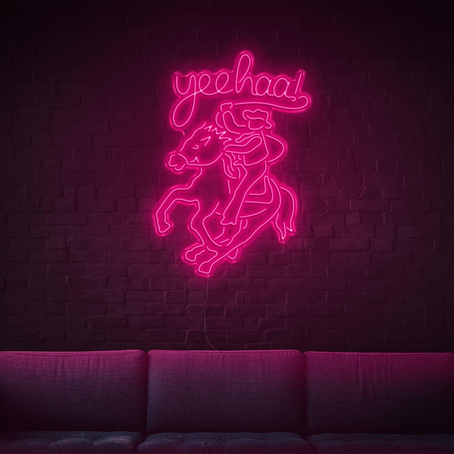Yeehaw Cowboy Riding Horse Led Neon Sign For Western Home Bar Decor | Shineneon