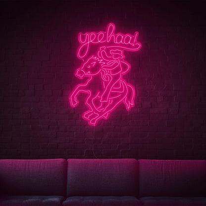 Yeehaw Cowboy Riding Horse Led Neon Sign For Western Home Bar Decor | Shineneon