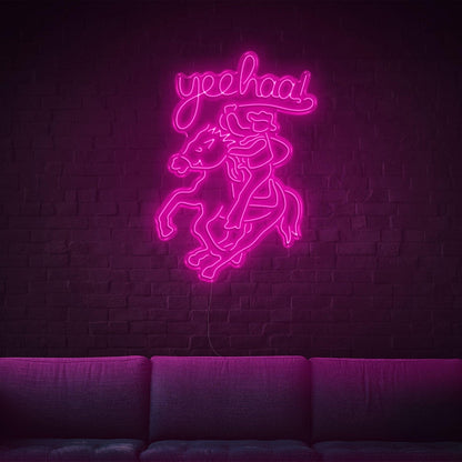 Yeehaw Cowboy Riding Horse Led Neon Sign For Western Home Bar Decor | Shineneon