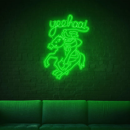 Yeehaw Cowboy Riding Horse Led Neon Sign For Western Home Bar Decor | Shineneon