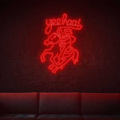 Yeehaw Cowboy Riding Horse Led Neon Sign For Western Home Bar Decor | Shineneon