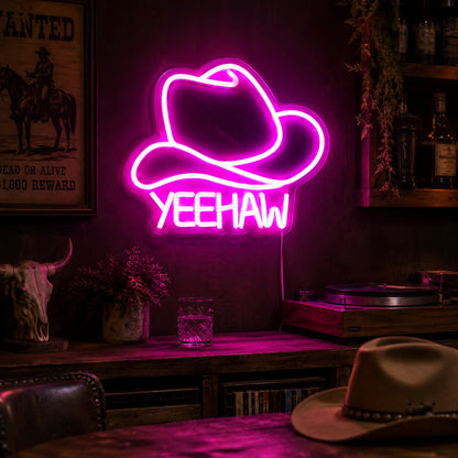 Yeehaw Cowgirl Hat Neon Sign LED Neon Sign real lifestyle scene