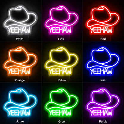 Yeehaw Cowgirl Hat Neon Sign LED Neon Sign color grid