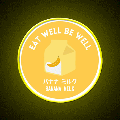 Yellow Banana Milk Carton Japanese Food Snack Food Led Neon Sign Rgb Color - Custom LED neon sign front view