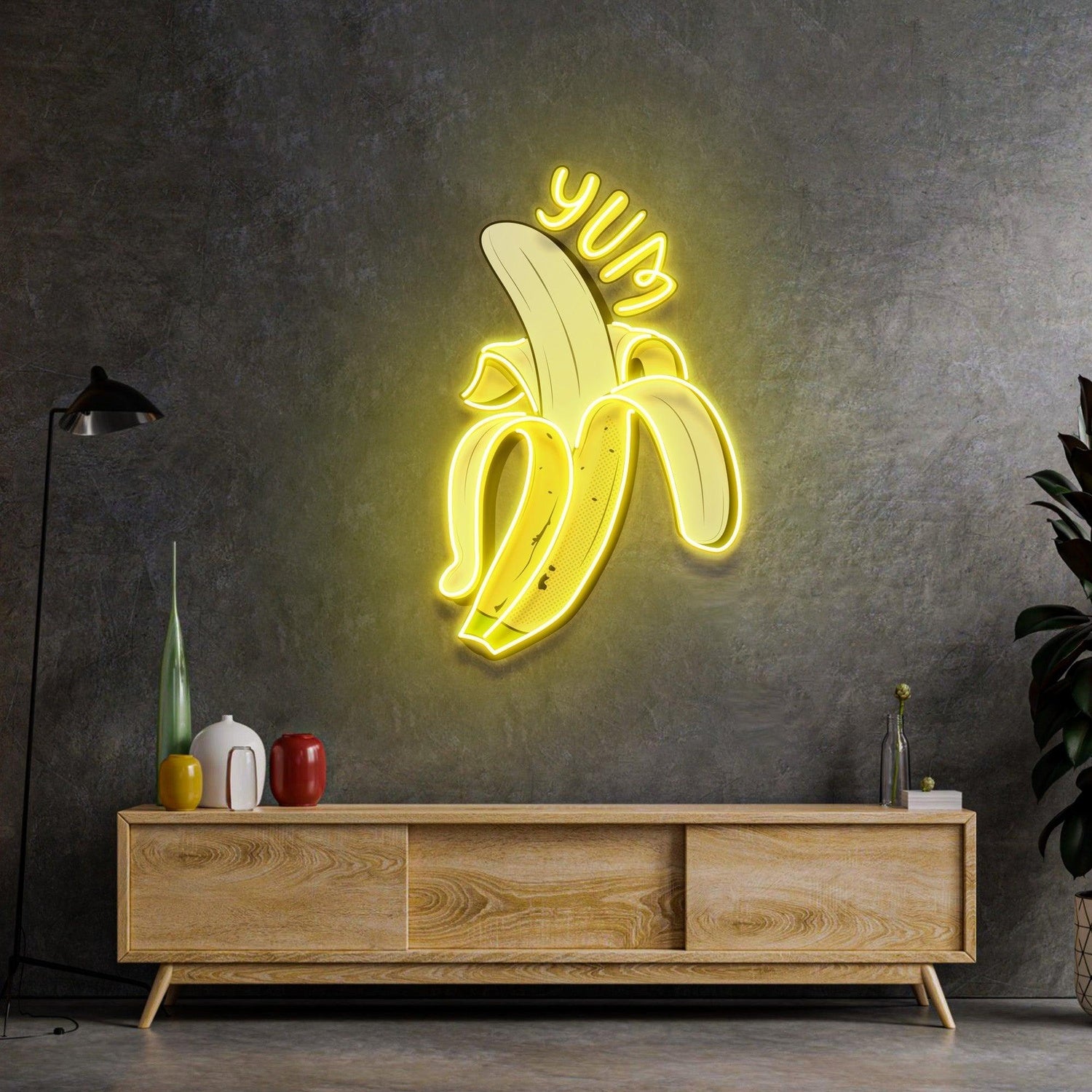 Yellow Banana Yup Uv Printed Led Neon Sign For Home Decor Cafe | Shineneon