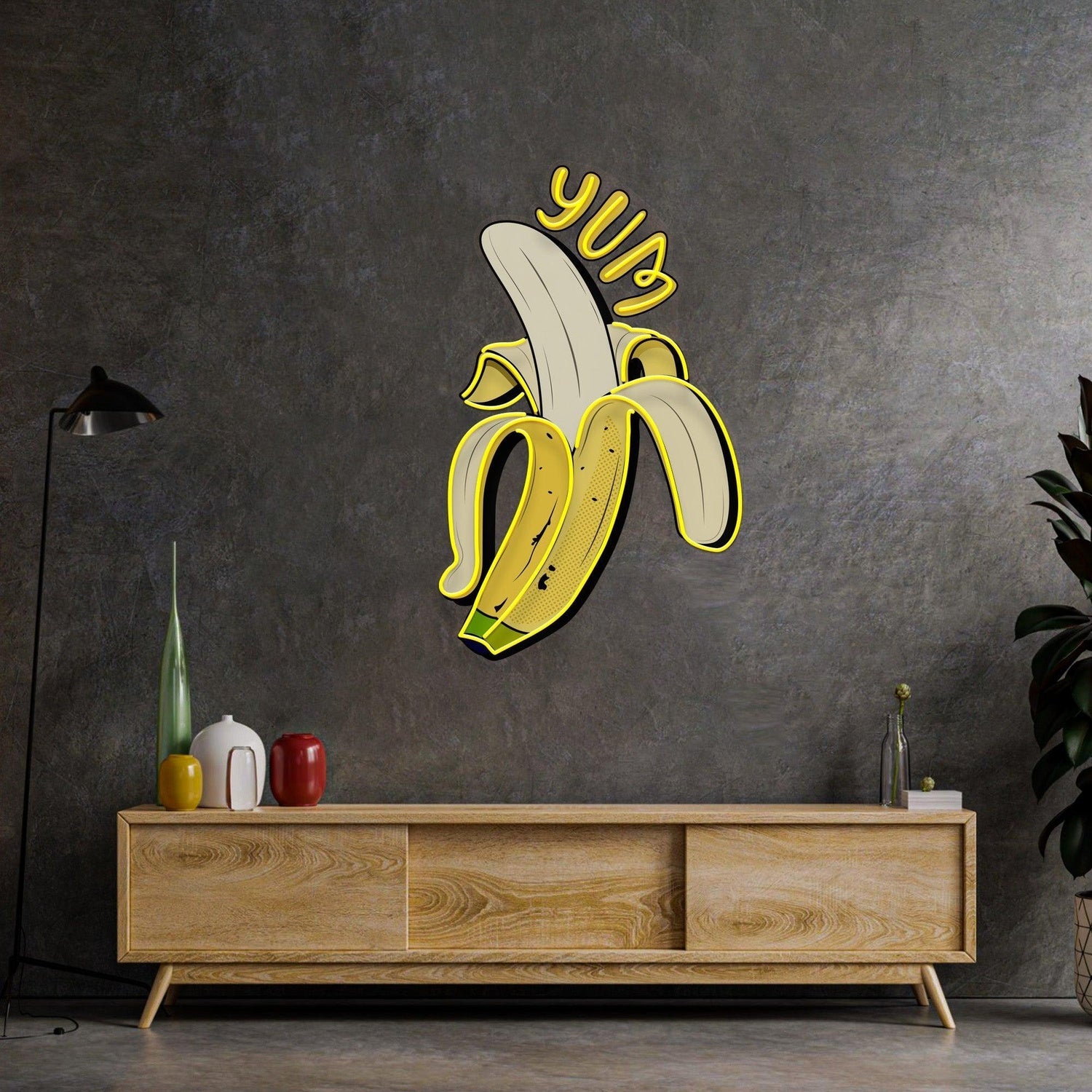 Yellow Banana Yup Uv Printed Led Neon Sign For Home Decor Cafe | Shineneon