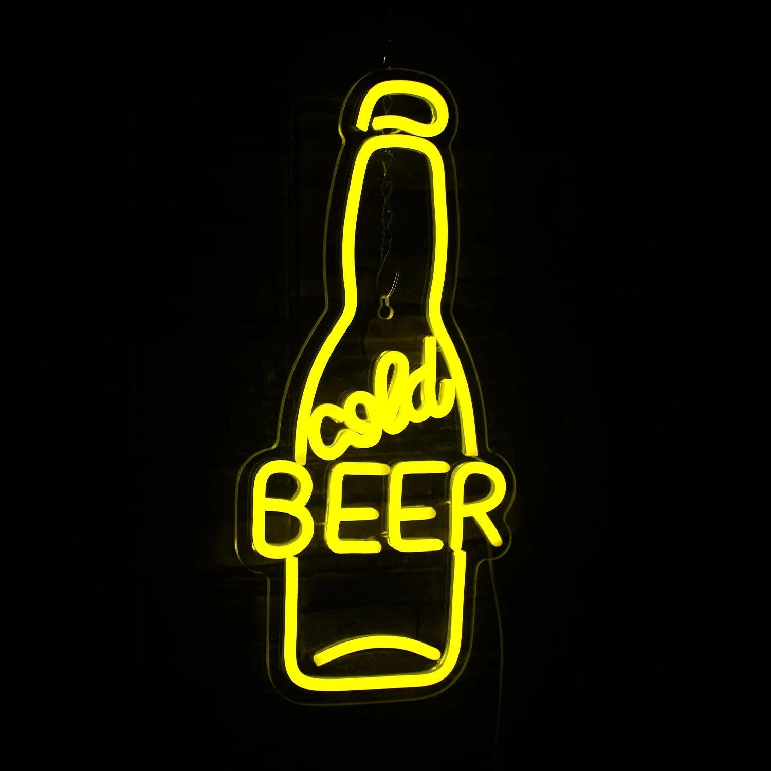 Yellow Beer Bottle Cold Led Neon Sign For Bar Home Decor | Shineneon