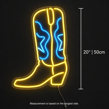 Yellow Blue Cowboy Boot Neon Sign LED Neon Sign size image