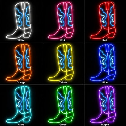 Yellow Blue Cowboy Boot Neon Sign LED Neon Sign color grid