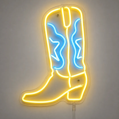 Yellow Blue Cowboy Boot Neon Sign LED Neon Sign main product image