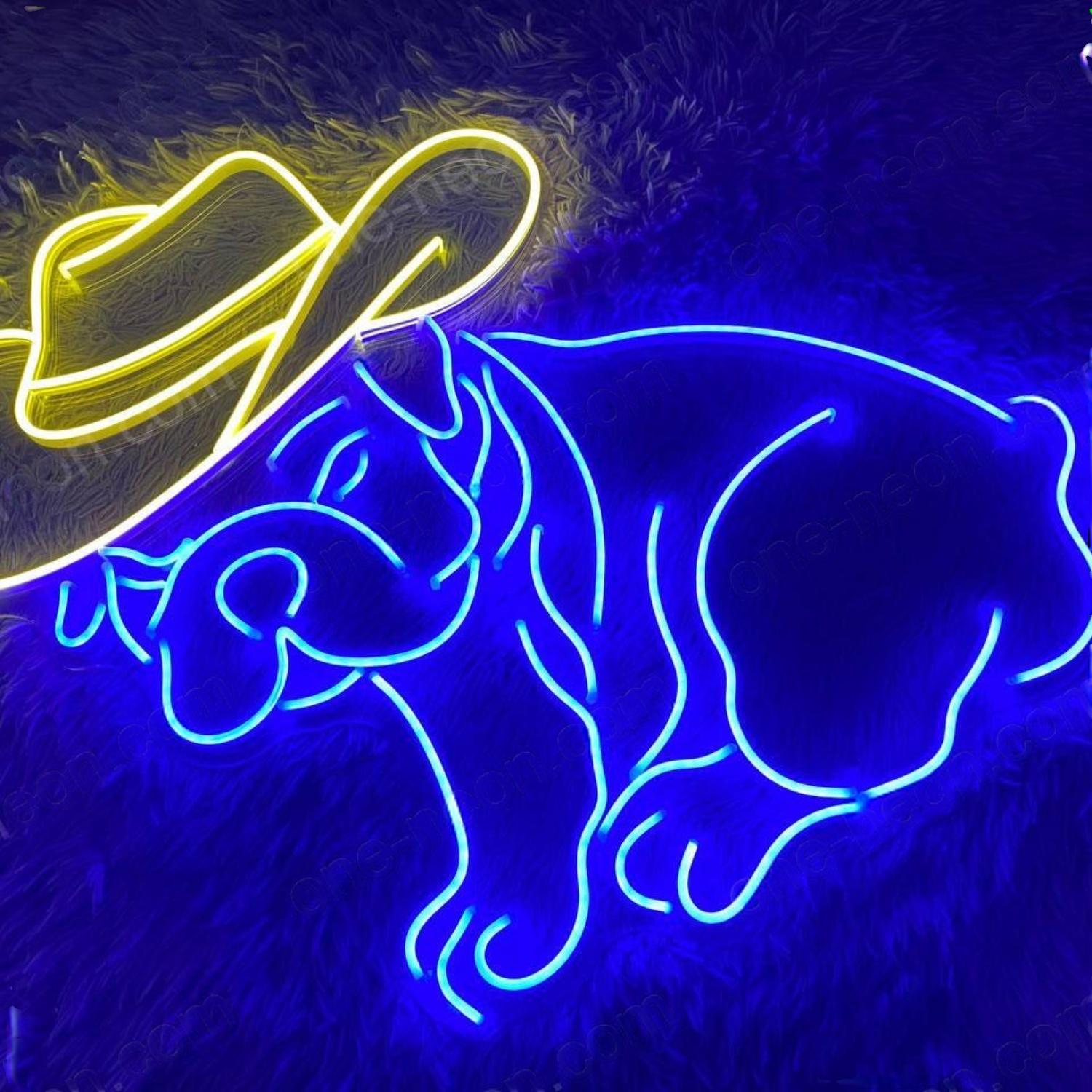 Yellow Blue Cowboy Dog Led Neon Sign For Indoor Western Pet Decor | Shineneon