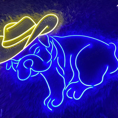 Yellow Blue Cowboy Dog Led Neon Sign For Indoor Western Pet Decor | Shineneon