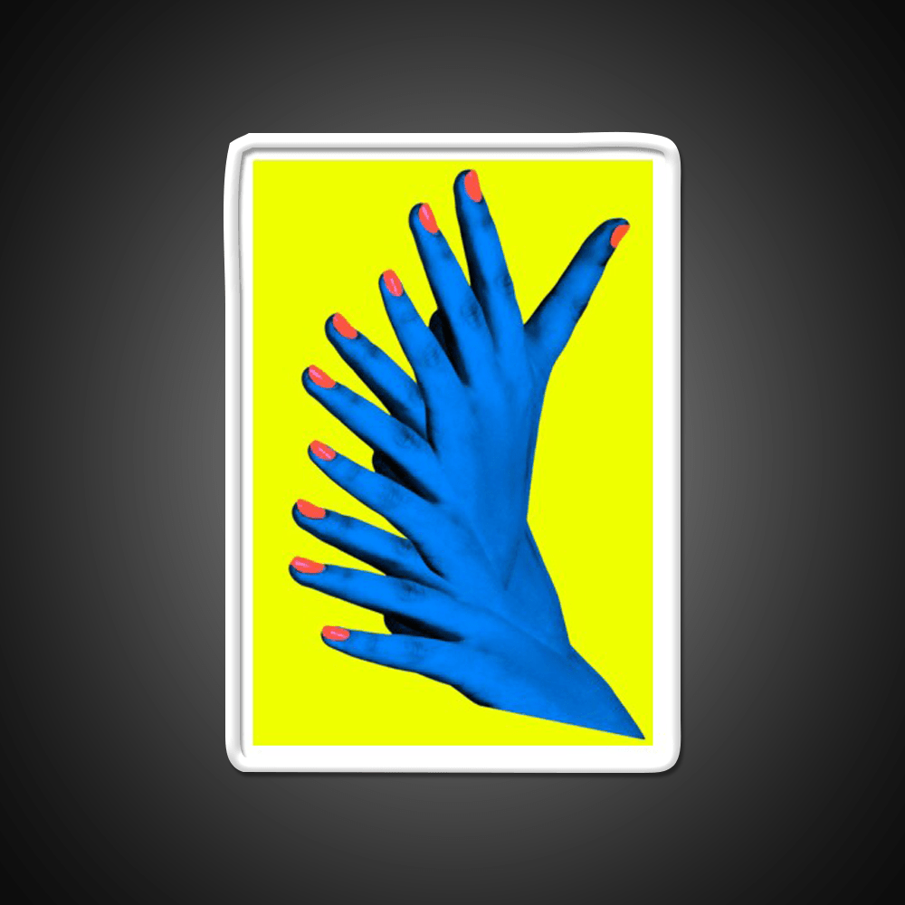 Yellow Blue Hand Fingers Body Trippy Photo Nail Salon Led Neon Sign Rgb Color - Shineneon