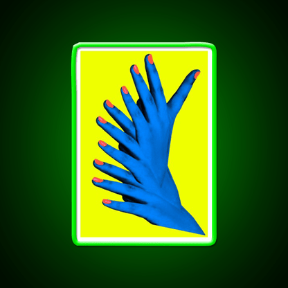 Yellow Blue Hand Fingers Body Trippy Photo Nail Salon Led Neon Sign Rgb Color - Shineneon