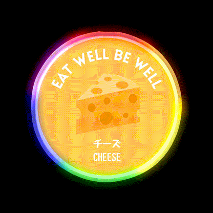 Yellow Cheese Japanese Snack Healthy Food Snack Food Led Neon Sign Rgb Color - LED neon sign close-up detail
