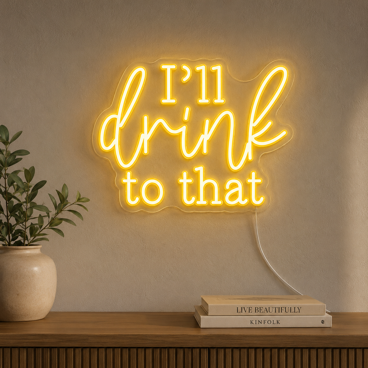 Yellow Drink Wall Decor LED Neon Sign main product image
