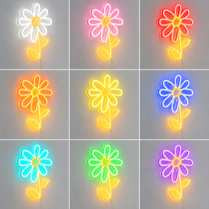 Yellow Flower Wall Decor LED Neon Sign color grid