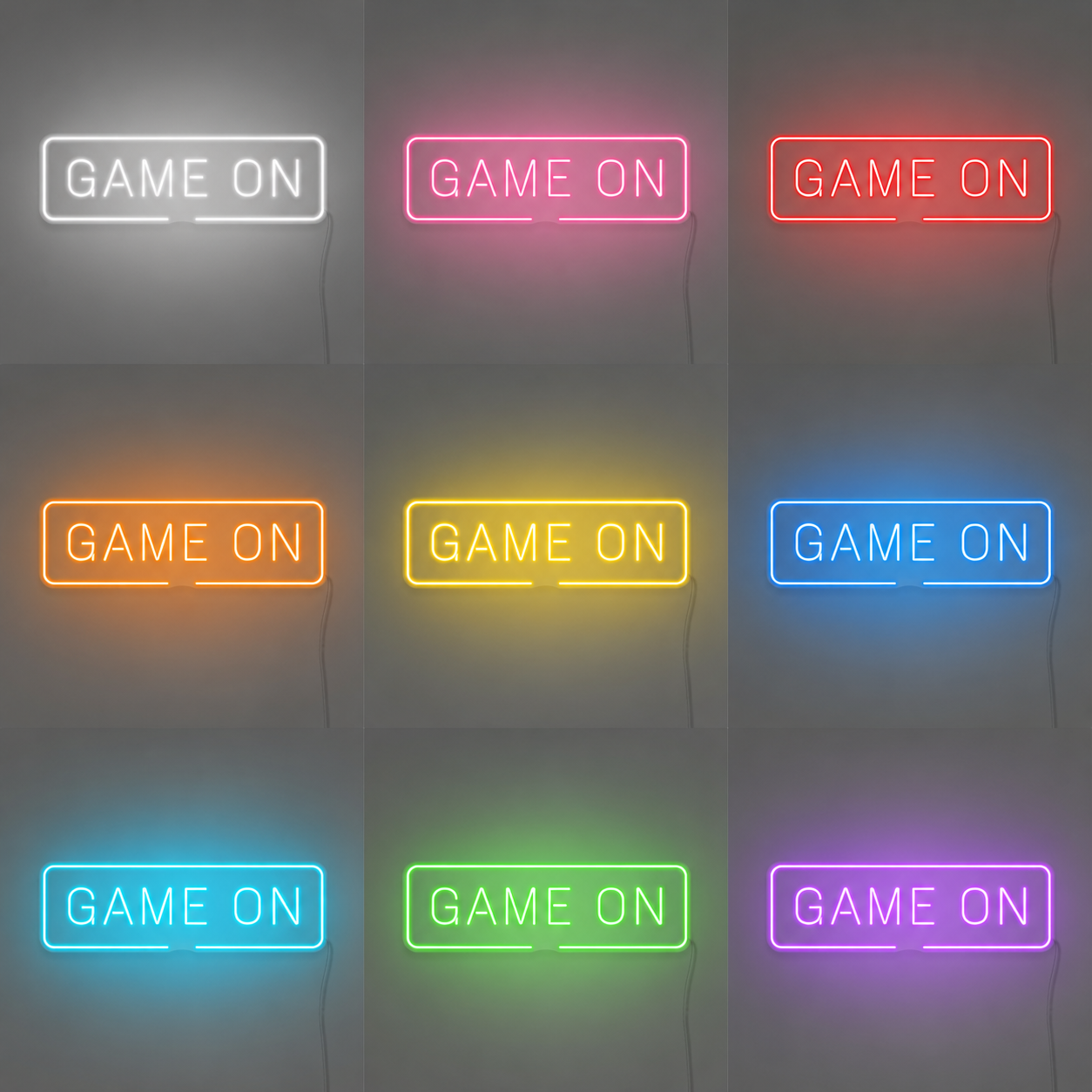 Yellow Game Room Basement Wall Decor LED Neon Sign color grid