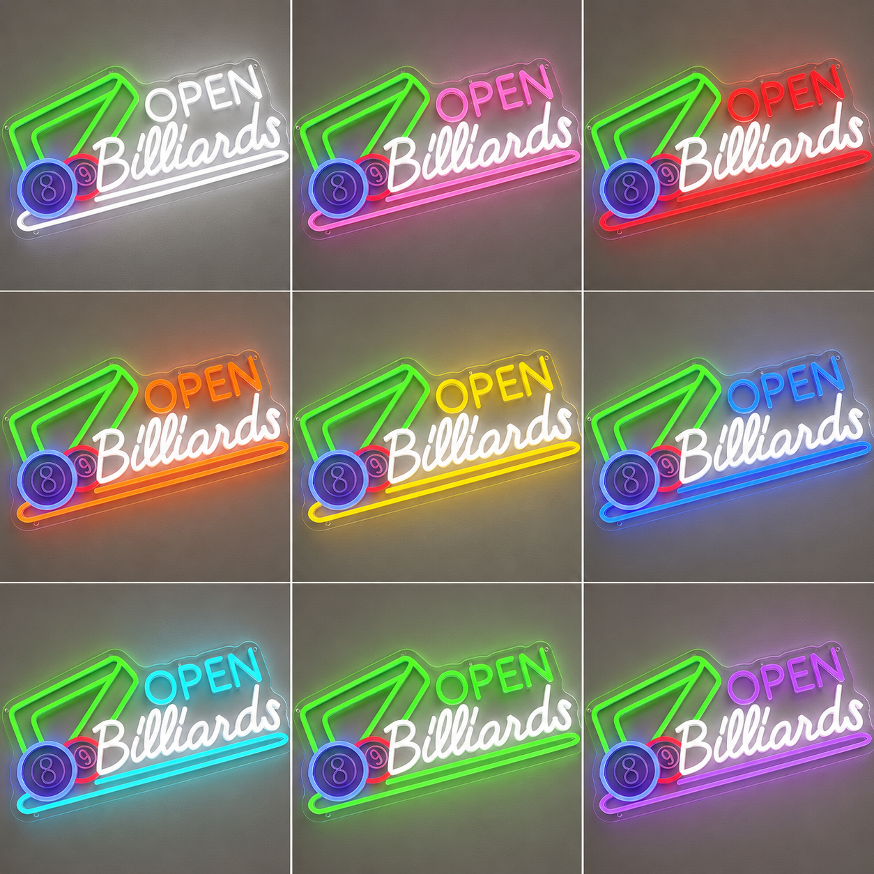 Yellow Game Room Wall Decor LED Neon Sign color grid