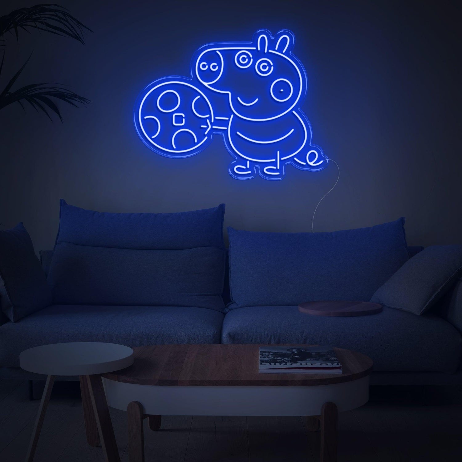 Yellow George Pig With Record Led Neon Sign For Kids Room Decor | Shineneon
