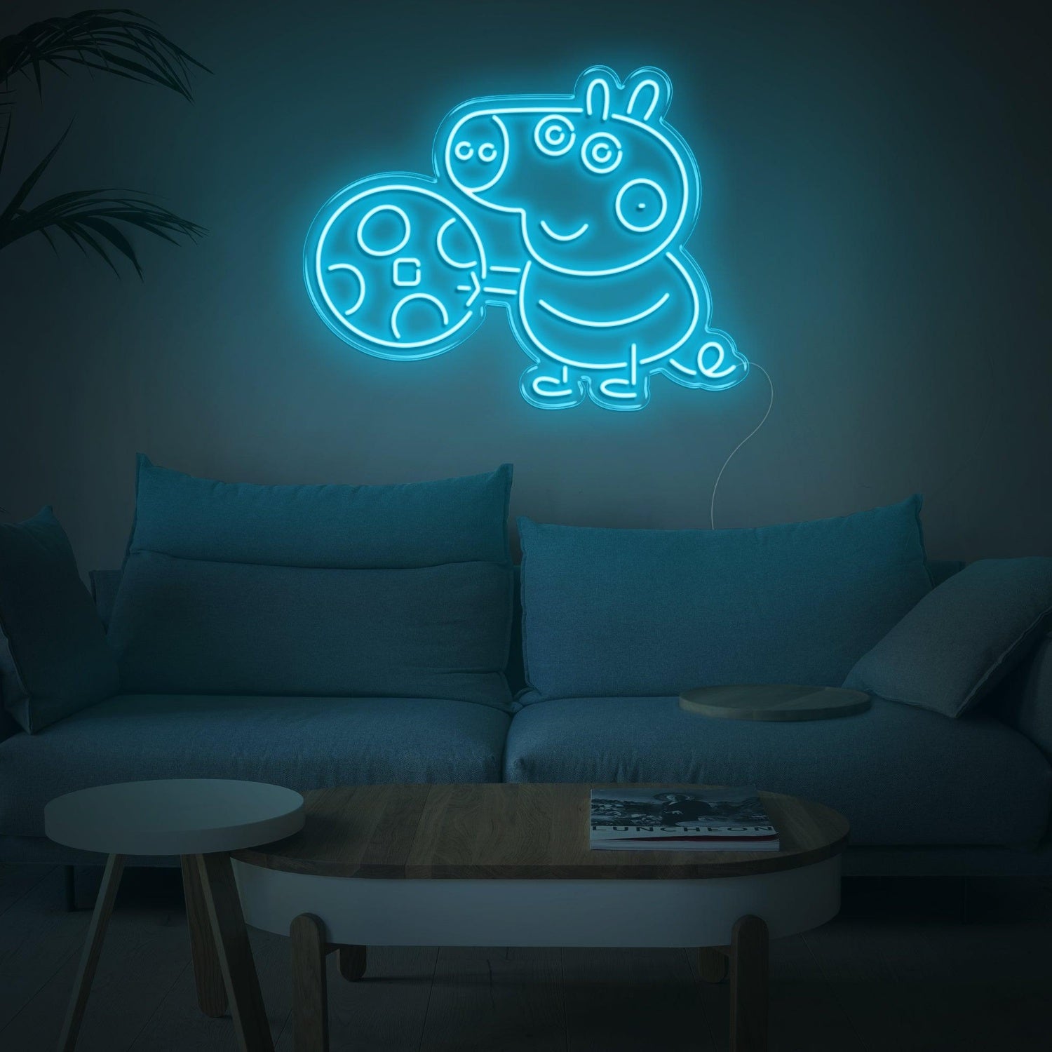 Yellow George Pig With Record Led Neon Sign For Kids Room Decor | Shineneon