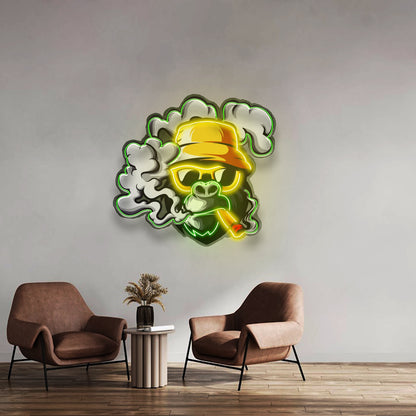 Yellow Hat Monkey Led Neon Sign Light Custom Led Signs