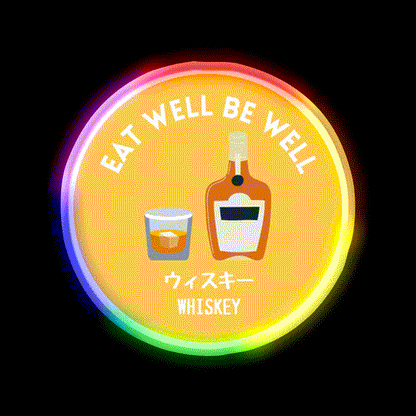 Yellow Japanese Alcohol Whiskey Liqour Food Snack Food Led Neon Sign Rgb Color - LED neon sign close-up detail
