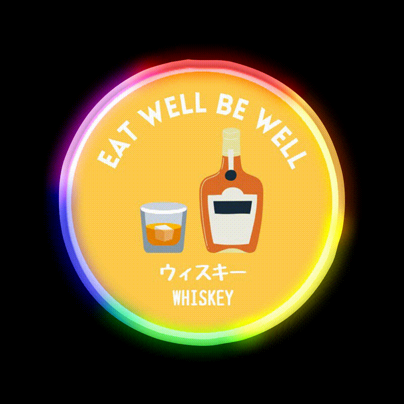 Yellow Japanese Alcohol Whiskey Liqour Food Snack Food Led Neon Sign Rgb Color - LED neon sign close-up detail