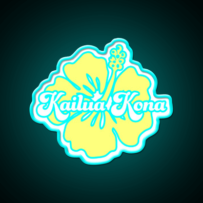 Yellow Kailua Kona Hibiscus Cafe Led Neon Sign Espresso Bar Art Rgb Color - Shineneon