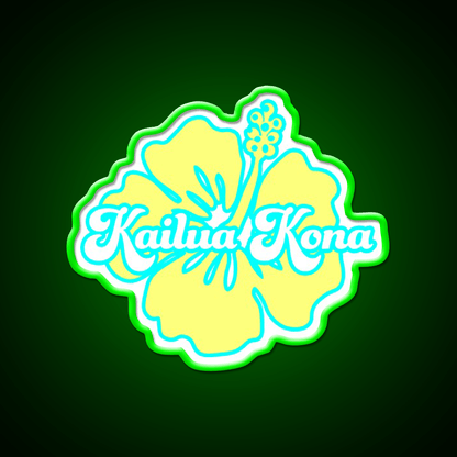Yellow Kailua Kona Hibiscus Cafe Led Neon Sign Espresso Bar Art Rgb Color - Shineneon