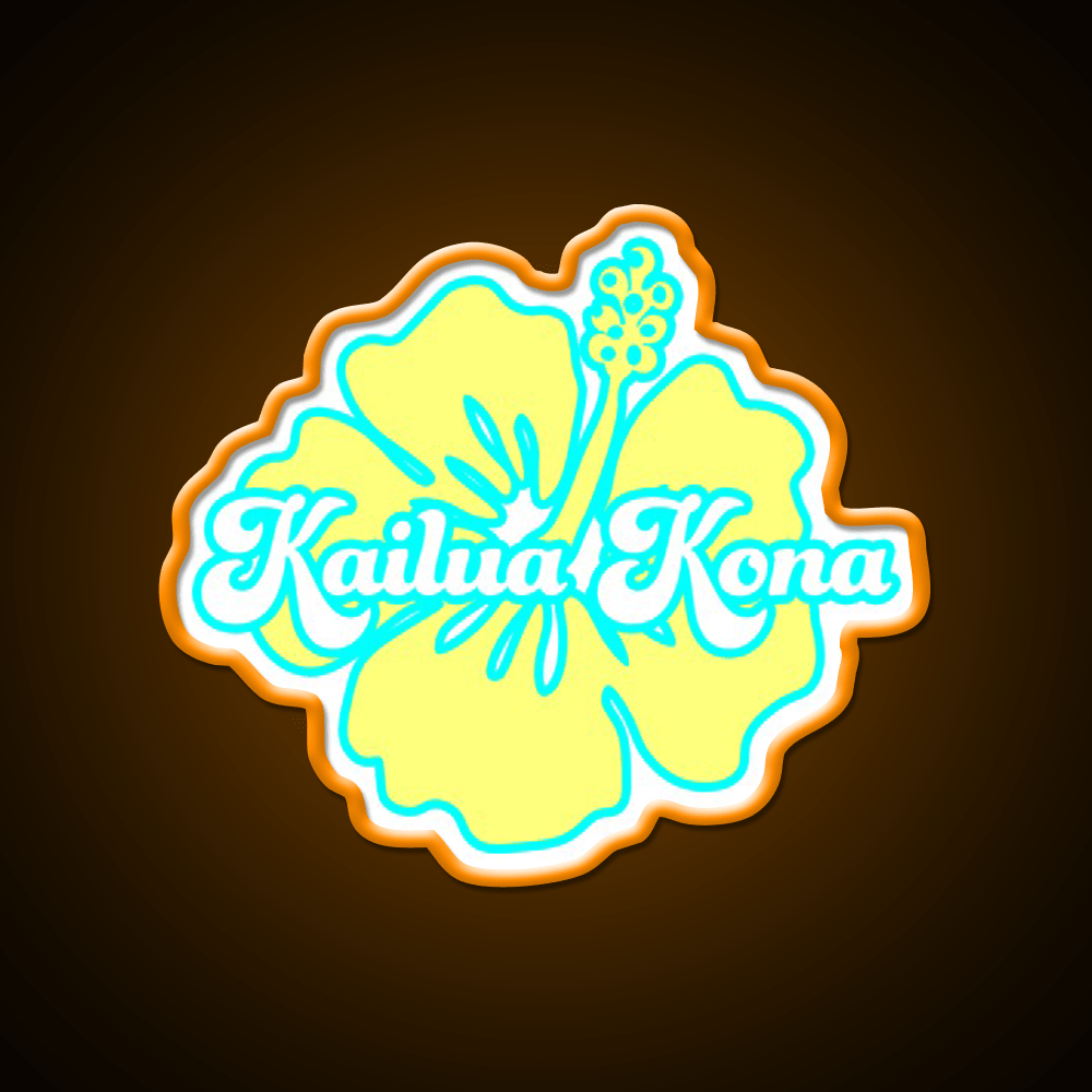 Yellow Kailua Kona Hibiscus Cafe Led Neon Sign Espresso Bar Art Rgb Color - Shineneon