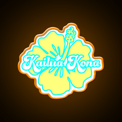 Yellow Kailua Kona Hibiscus Cafe Led Neon Sign Espresso Bar Art Rgb Color - Shineneon